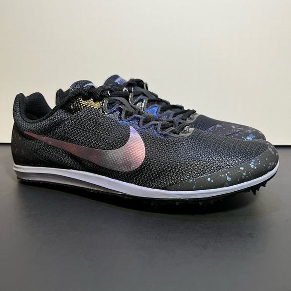 Womens Nike Zoom Rival D 10 Black Ink Splatter Track Running Shoes / Size 8.5